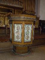 Willard Memorial Pulpit:  pulpit with mosaic panels